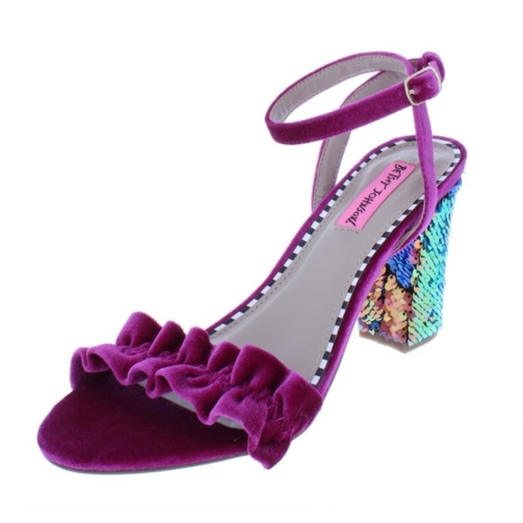 Betsey Johnson Shoes - Betsey Johnson Iliana Velvet Sequin Magenta Sandals Size 6 NWT